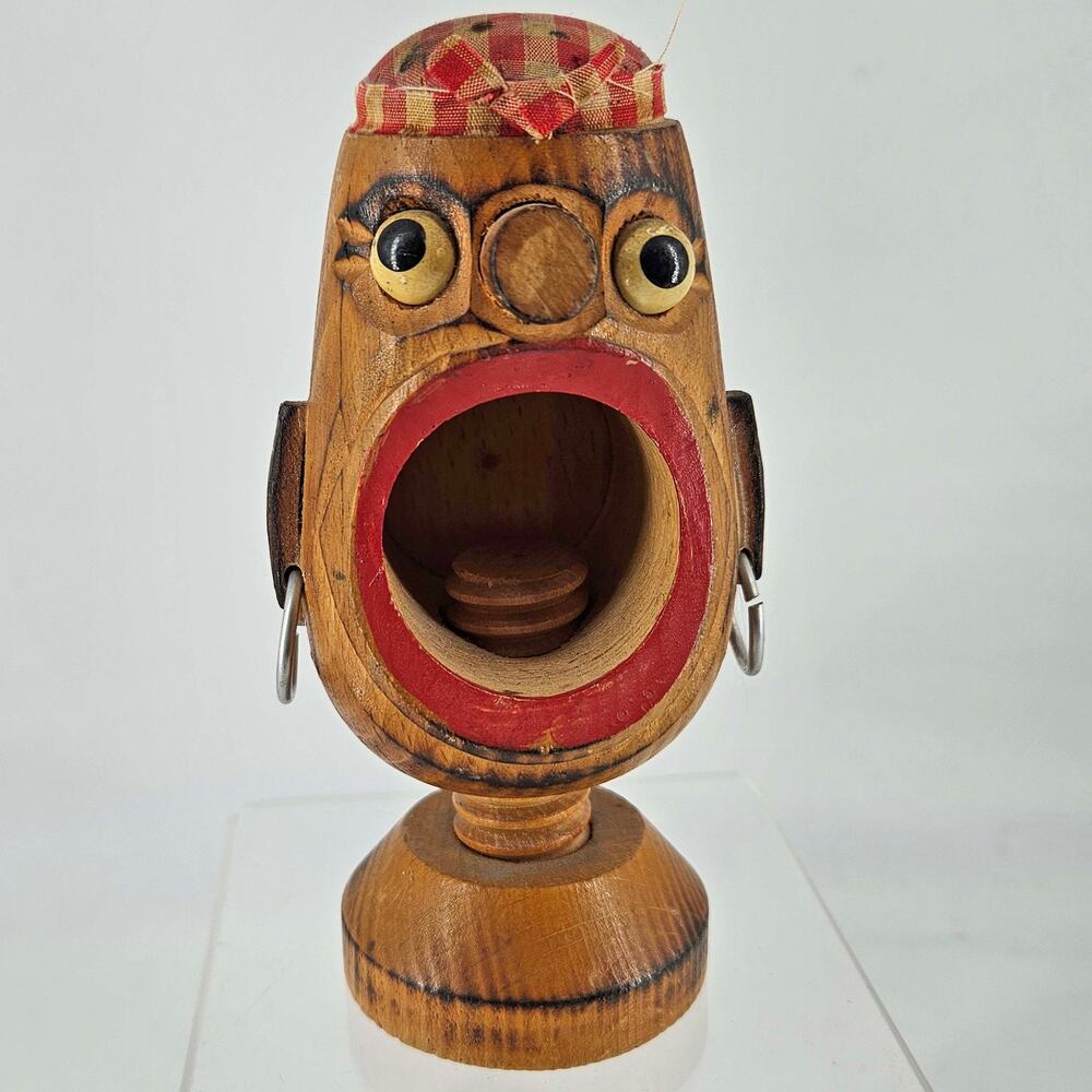 Vintage Mid Century wood folk art Japan pirate nutcracker